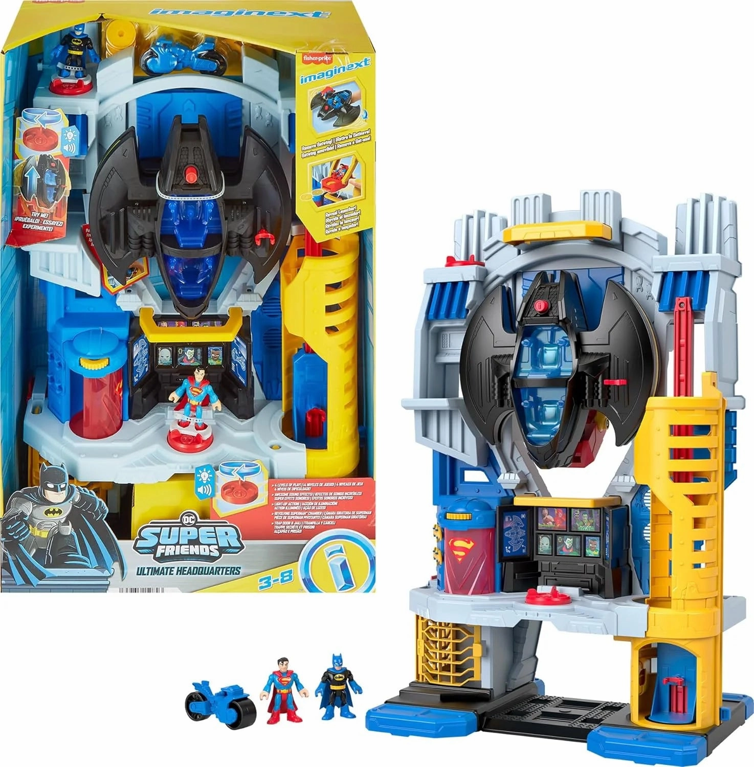 Gaming Character Cartoonish Design Imaginext DC Super Friends Ultimate Headquarters Playset