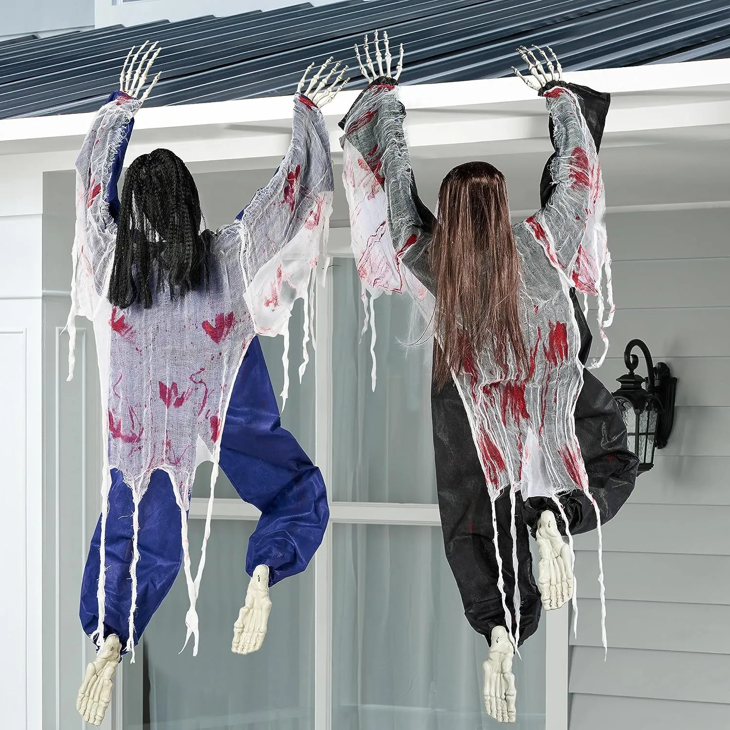 Joyin-2 Pcs 47in Halloween Climbing Zombies Wall Decoration Frightening Figures