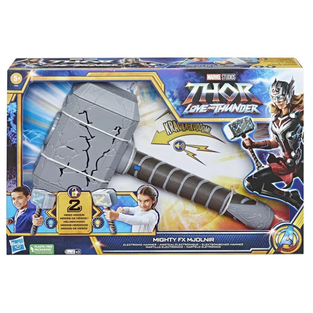 Hero Toy Reptile Figure Thor Love and Thunder Mighty FX Mjolnir Electronic Hammer