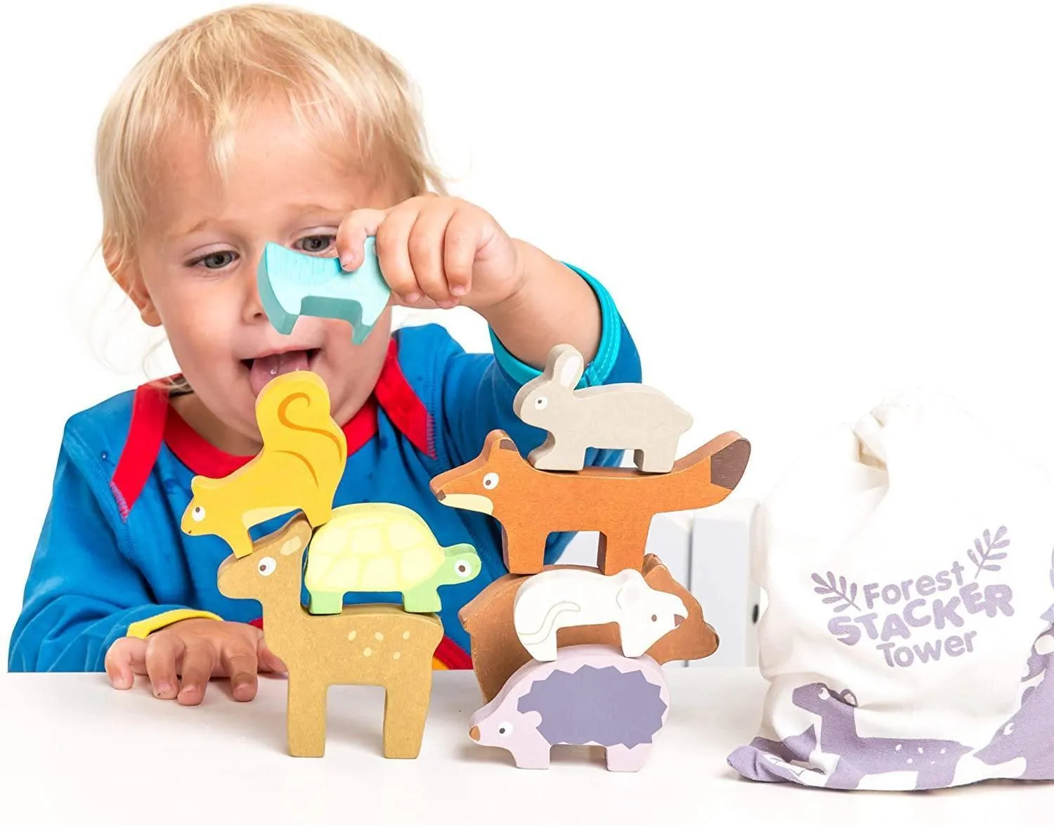 Pirate Model Le Toy Van - Wooden Petilou Forest Stacker Puzzle & Bag