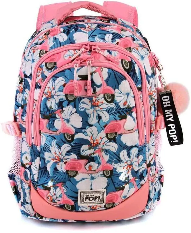 Oh My Pop Pink Scooter-Running HS Backpack Casual Daypack 44cm Childrens Toy