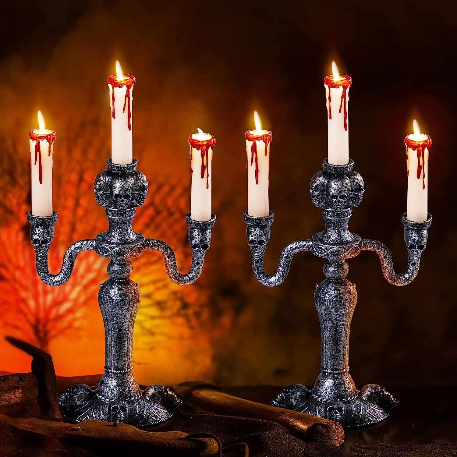Ghoulish Accessories Light Up Haunted Candelabra, 2 Pcs