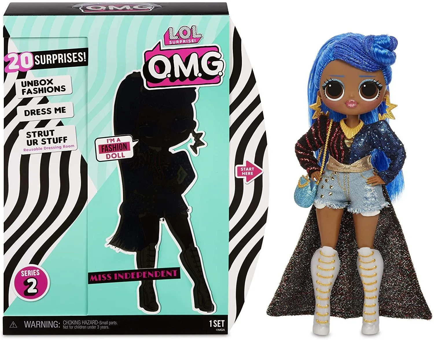 L.O.L. Surprise! O.M.G. Miss Independent Fashion Doll with 20 Surprises Themed Background
