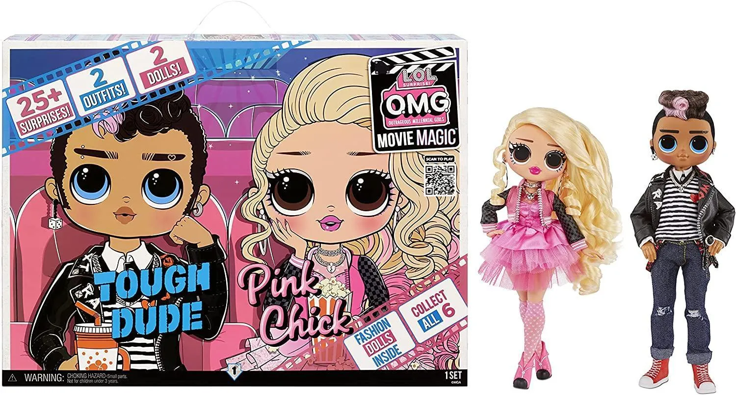 Dorm Room LOL Surprise OMG Movie Magic Fashion Dolls 2-Pack Tough Dude & Pink Chick