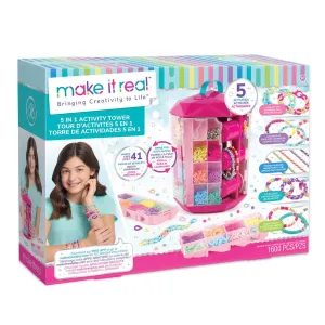 Make it Real 5in1 Activity Tower Jewellery Making Kit Childrens Toy