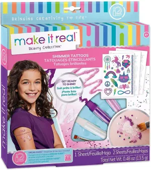 Make It Real Shimmer Tattoos - Temporary Tattoos For Girls Stylized Art Vinyl Figure