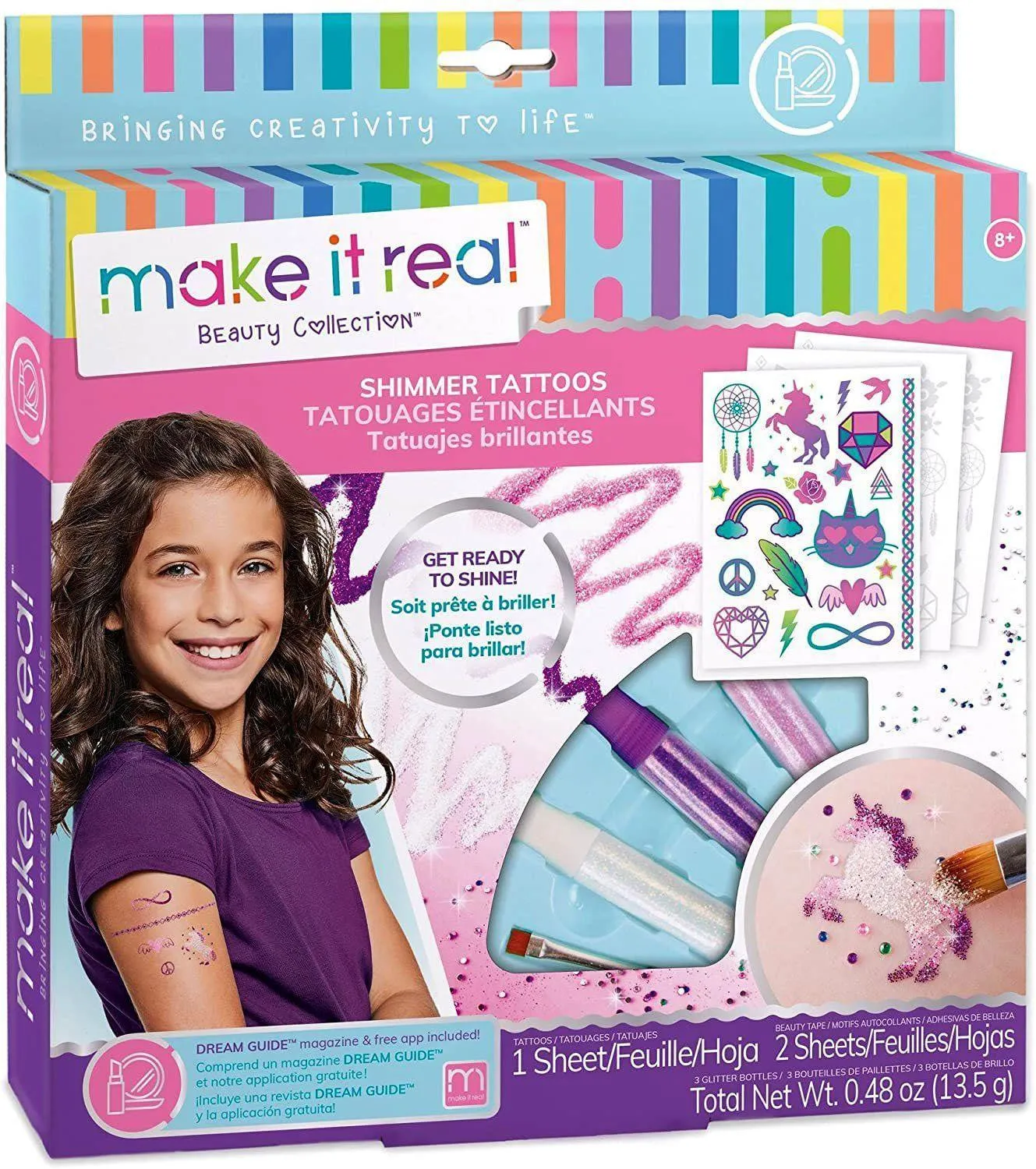 Make It Real Shimmer Tattoos - Temporary Tattoos For Girls Stylized Art Vinyl Figure
