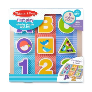 Melissa & Doug 11899 First Play Wooden ABC-123 Chunky Puzzle Collector's Album