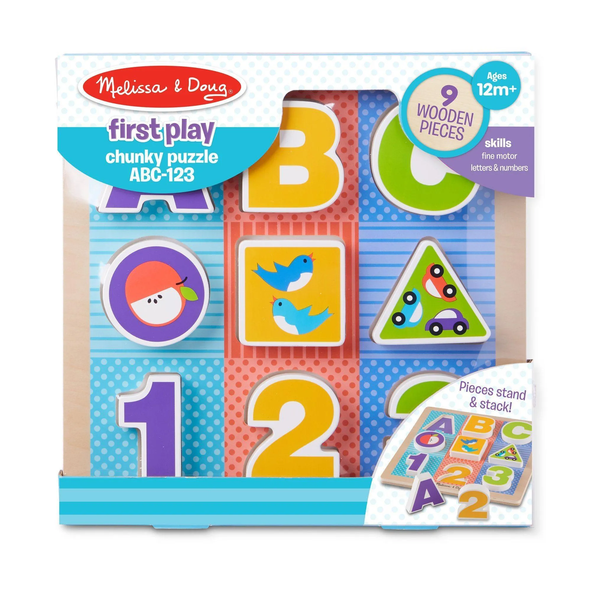 Melissa & Doug 11899 First Play Wooden ABC-123 Chunky Puzzle Collector's Album