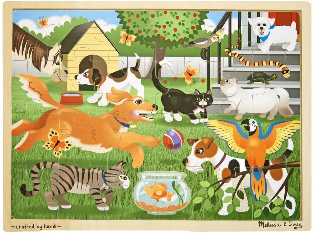 Melissa & Doug 19059 Pets Wooden Jigsaw Puzzle - 24 Pieces Fashion Doll Folk Art