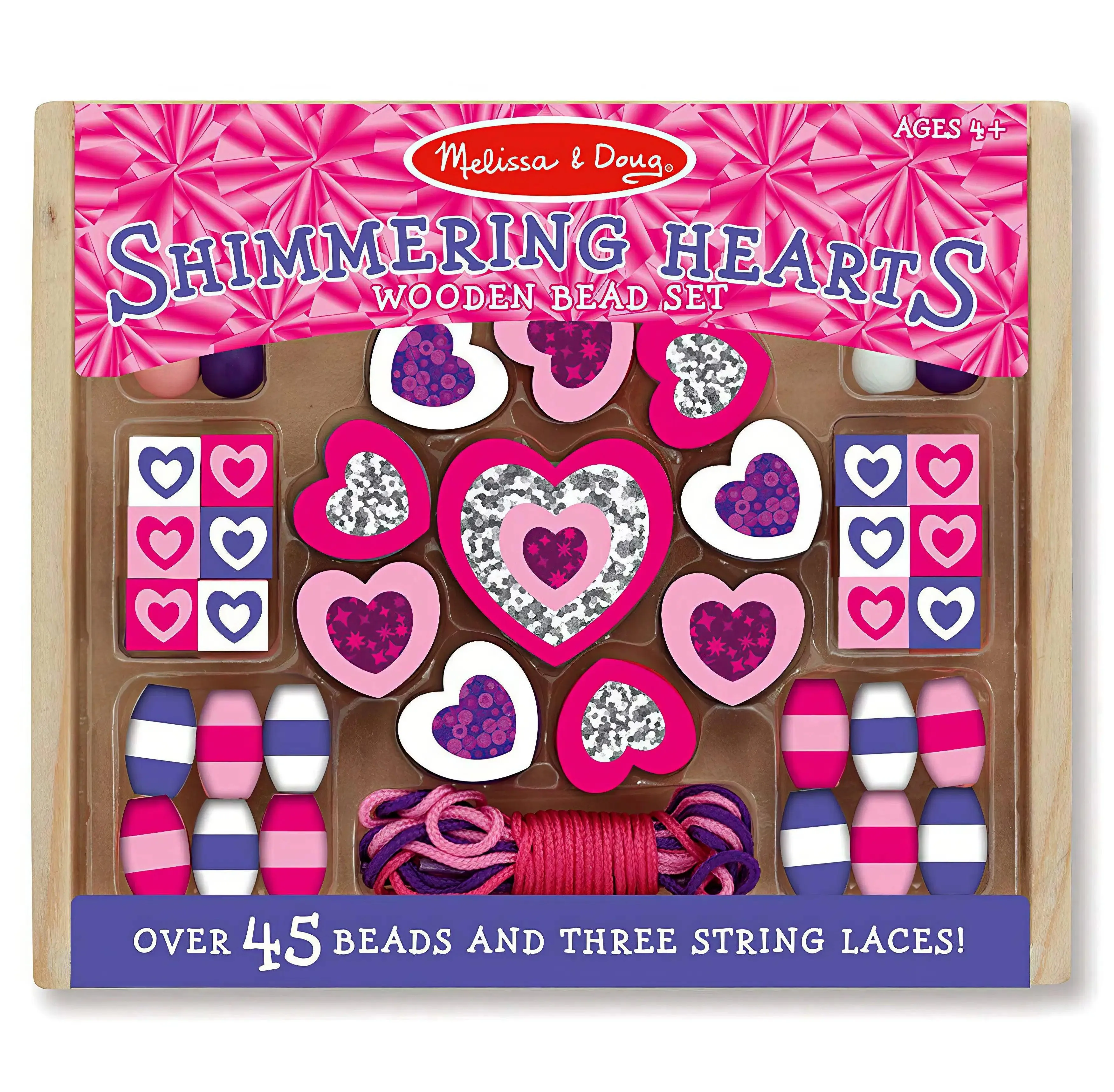 Melissa & Doug 19495 Shimmering Hearts Wooden Bead Set Christmas Decoration