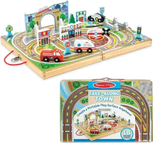 Marvel Universe Melissa & Doug 40141 Wooden Take-Along Tabletop Town 18-Piece