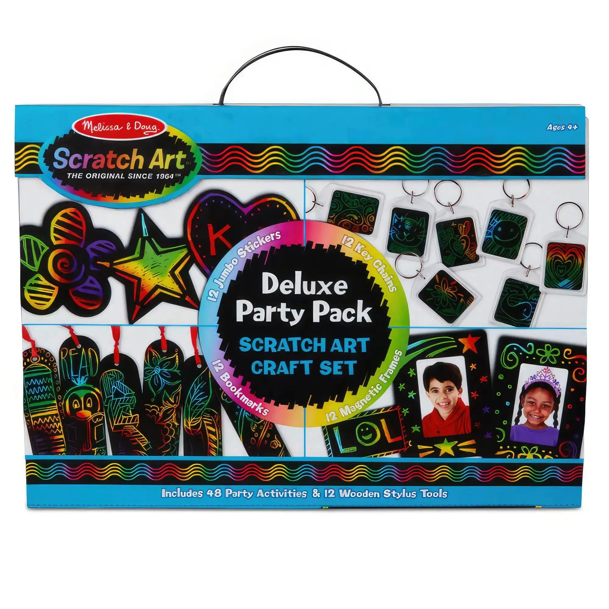 Melissa & Doug 42045 Scratch Art Deluxe Party Pack Superhero Statue Durable Material