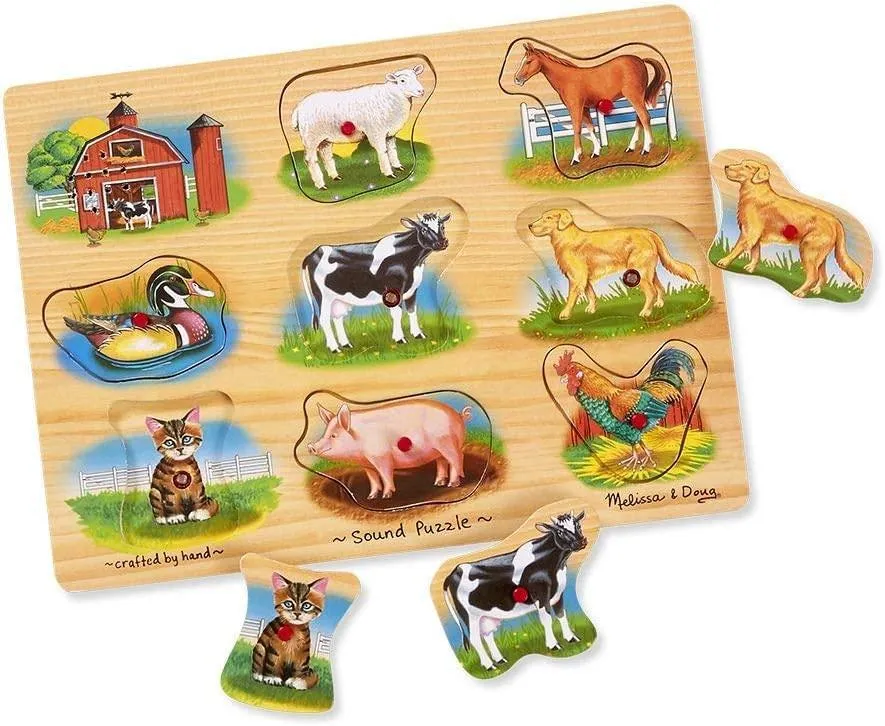 Wildlife Replica Melissa & Doug Classic Farm Sound Puzzle 8 Pieces