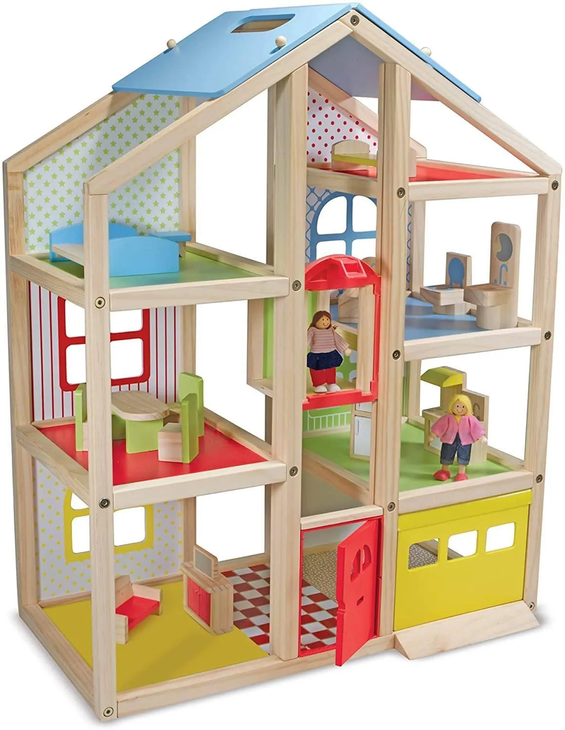 Melissa & Doug Hi-Rise Wooden Dollhouse and Furniture Set Display Model