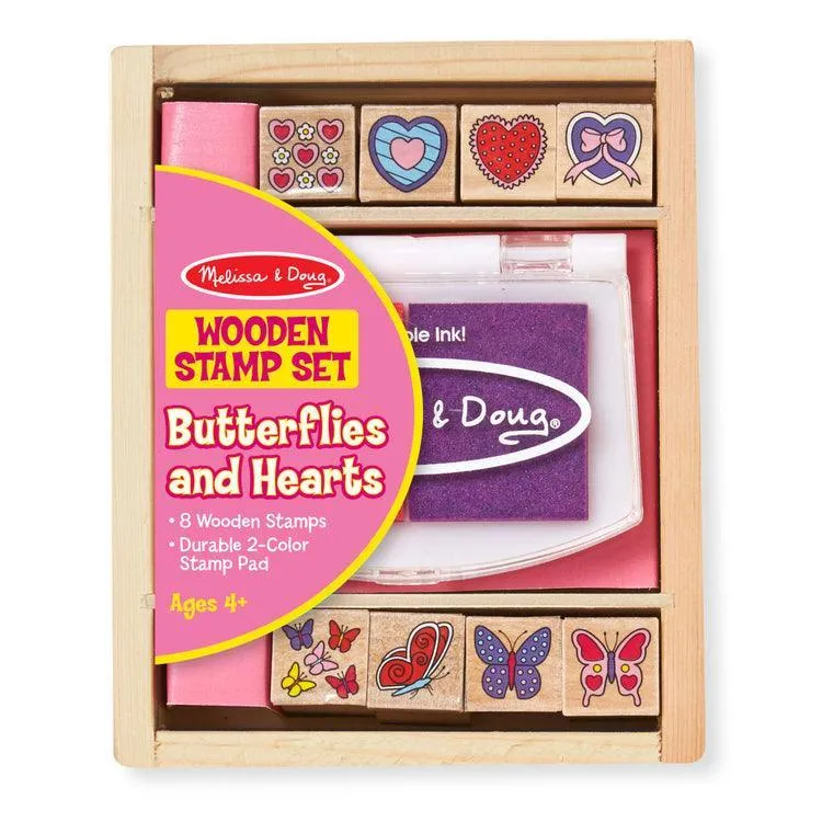 Reptile Figure Melissa & Doug Wooden Stamp Set - Butterfly & Hearts