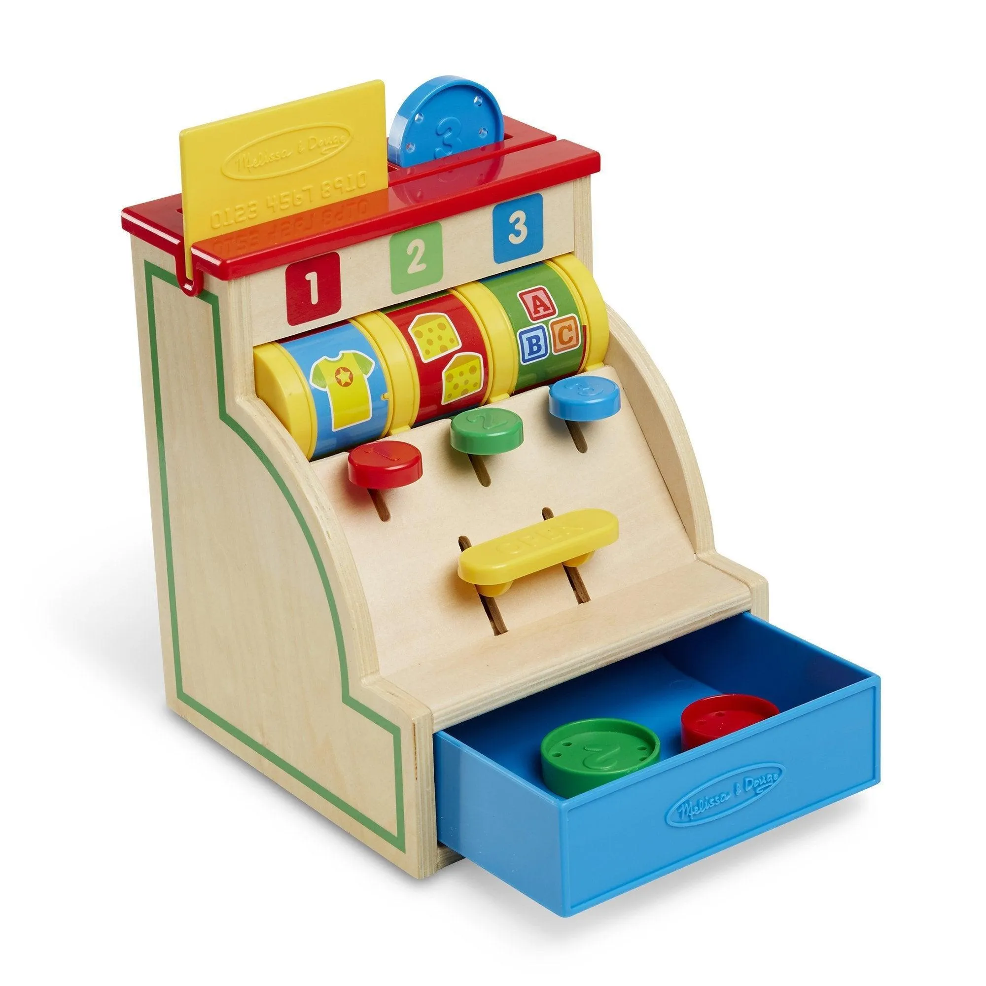 Art Hero Vibrant Colors Melissa & Doug Wooden Spin & Swipe Cash Register