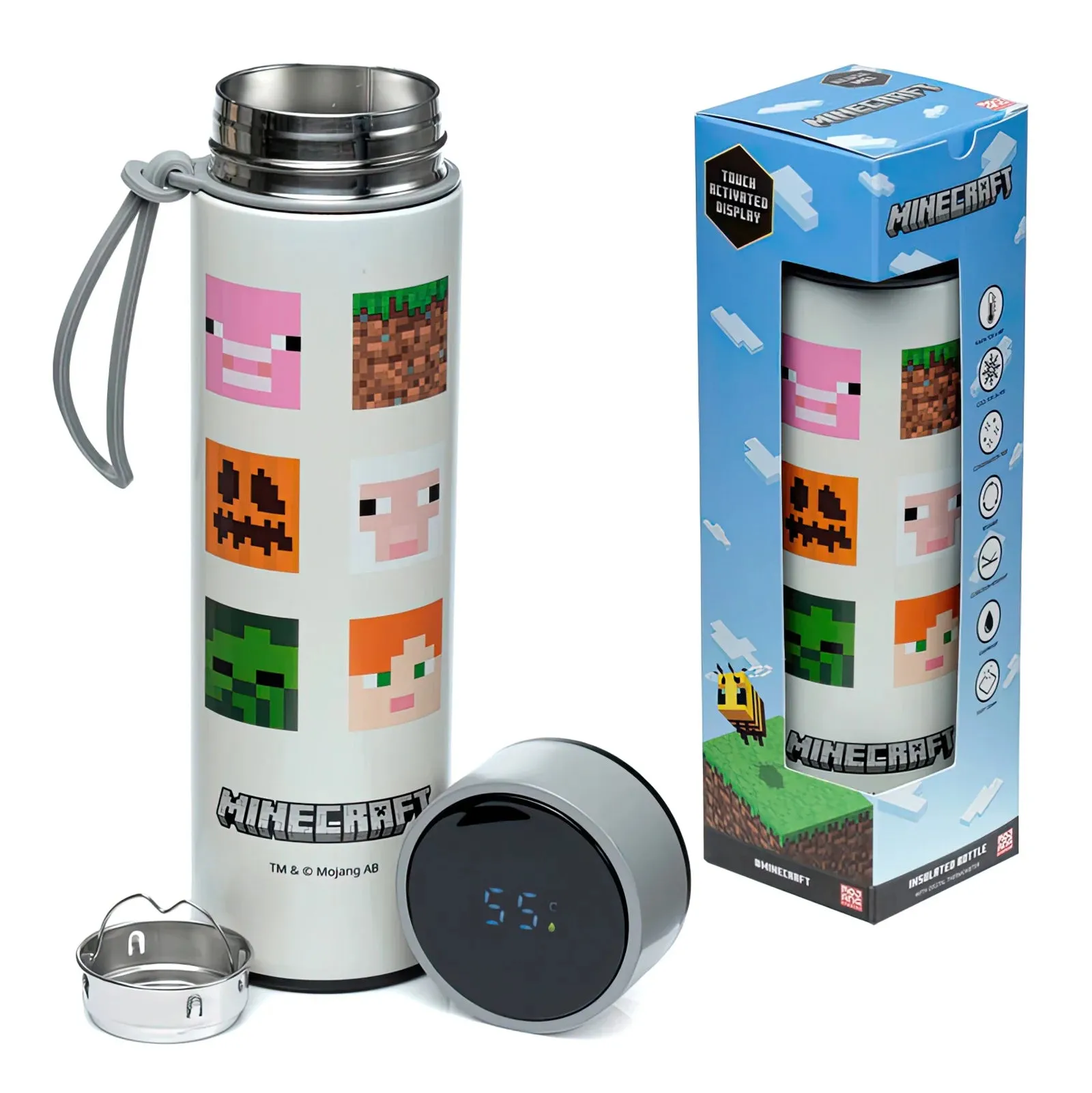 Multi Pack Gaming Character MINECRAFT Thermos Stainless Steel Bottle with Thermometer 450ml