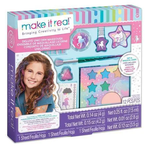 Make It Real 2461- Deluxe Unicorn Makeover - Kids Makeup Set PVC Figure Magical Creature