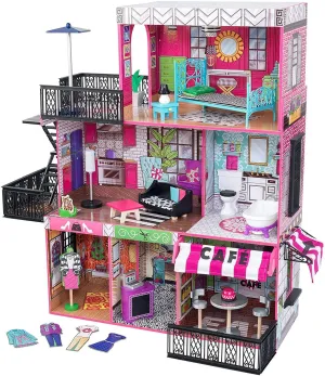KidKraft 65922 Brooklyn's Loft Wooden Dolls House Personalized Exhibit Adventure Character