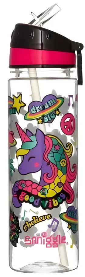 Posable Doll SMIGGLE Express Water Drink Bottle with Flip Top Spout, Unicorn Print