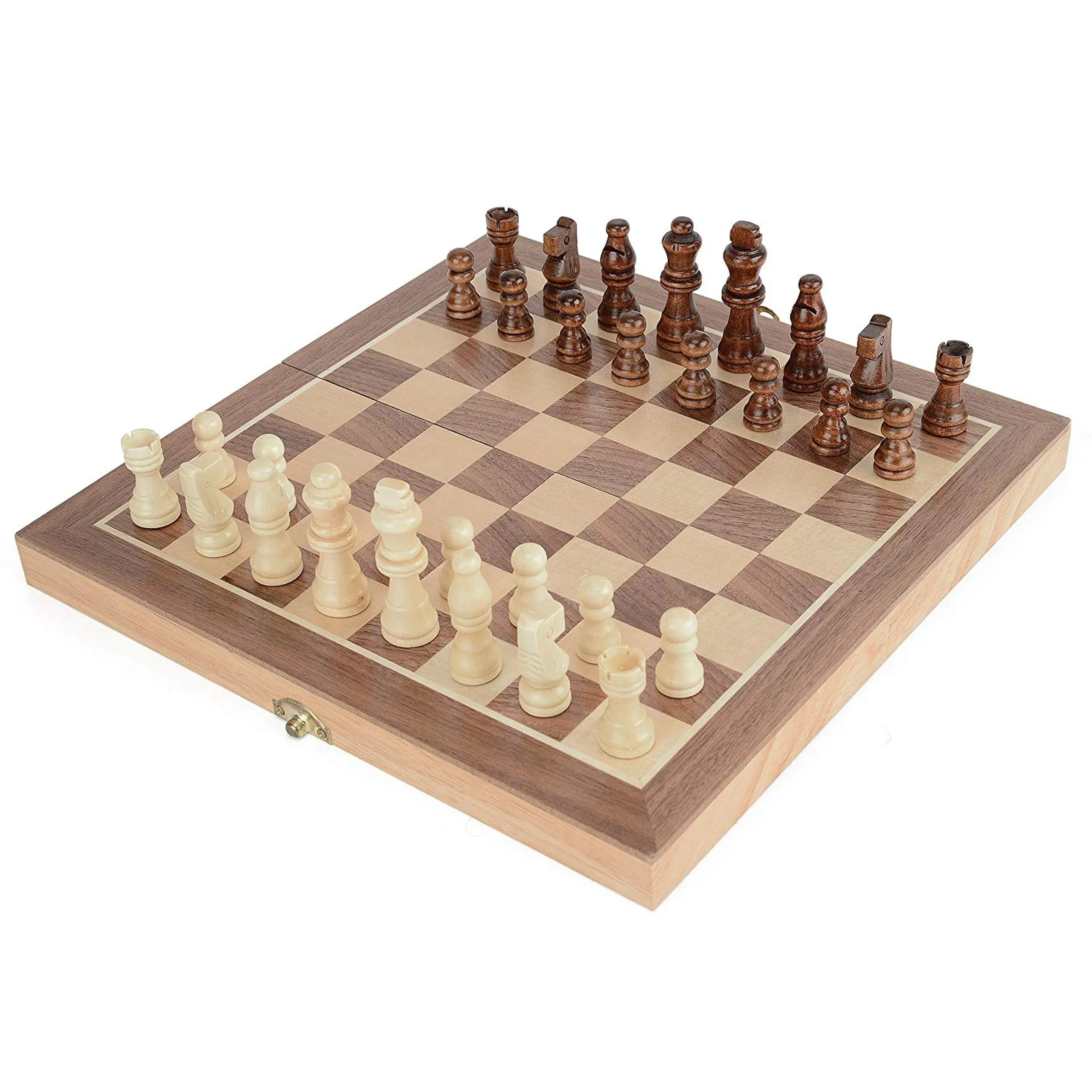 Toyrific Wooden Foldable Wooden Chess Travel Set Vinyl Replica