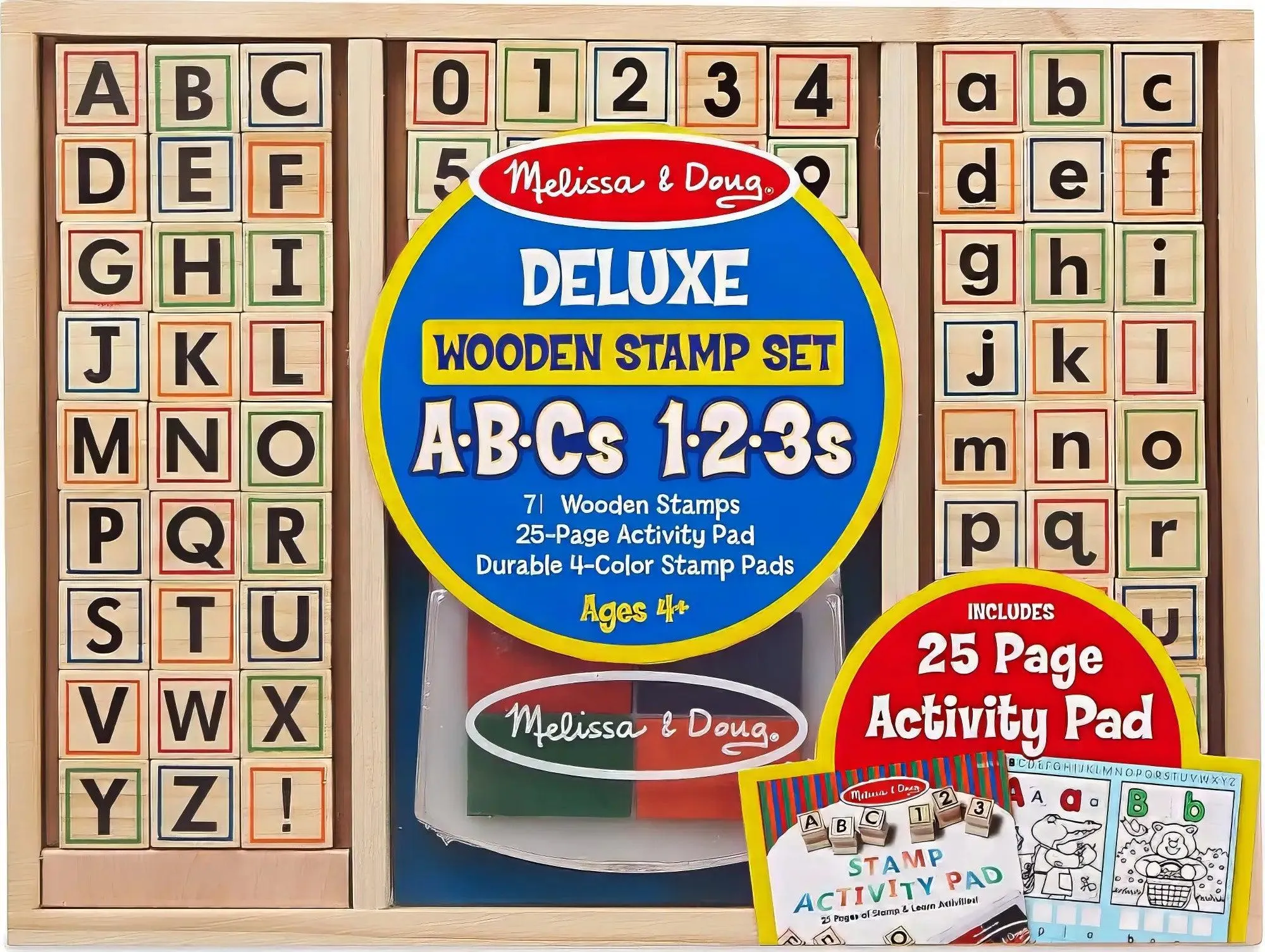 Premium Collectible Melissa & Doug Deluxe Wooden Stamp Set - ABC 123