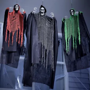 Ghoulish Treats 3 Pcs Halloween Hanging Grim Reapers, one 67in Two 47in Grim Reapers