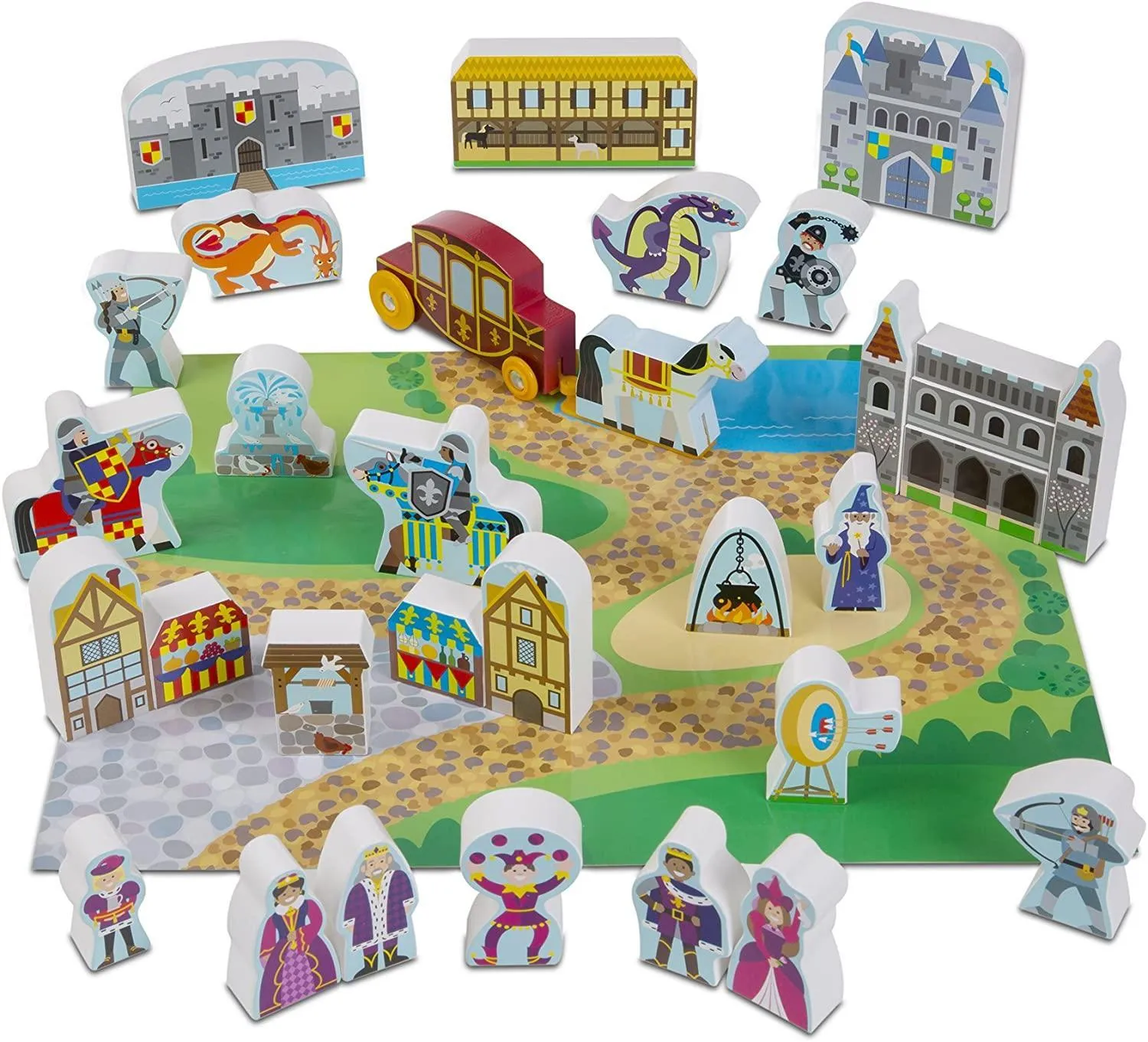 Native Art Superhero Toy Melissa & Doug 10979 Wooden Town Play Set With Storage Tray (32pc)