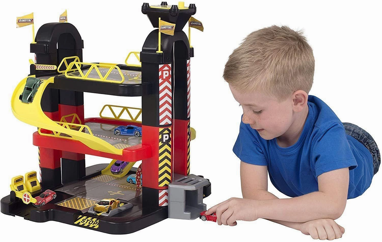 Teamsterz 3 Level Tower Garage   5 Die-cast Cars Monochrome Design Desktop Model