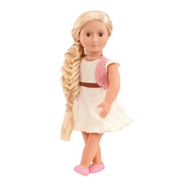 Our Generation BD31028 Phoebe Hairgrow Doll ?C White Dress Detailed Hero