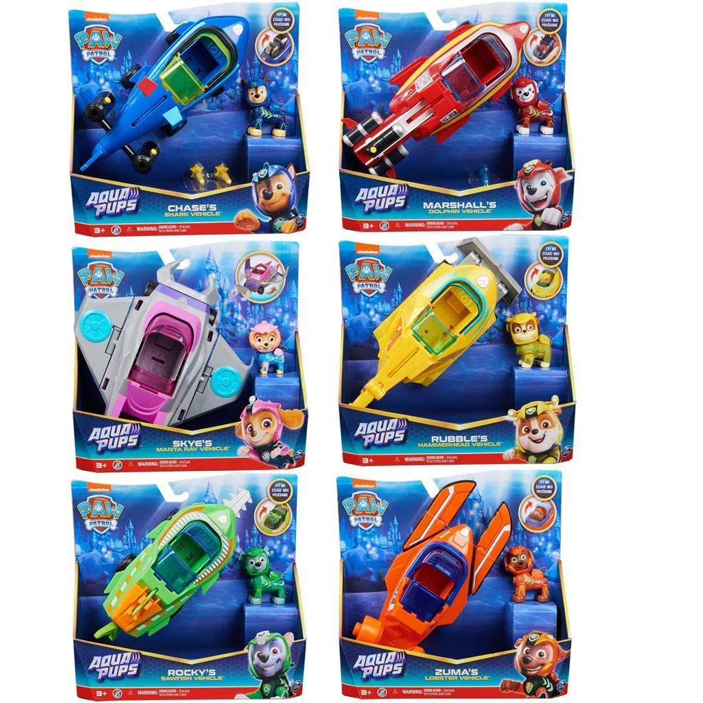 Paw Patrol Aqua Pups Deluxe Vehicle - Assorted Electronic Toy Sports Figure
