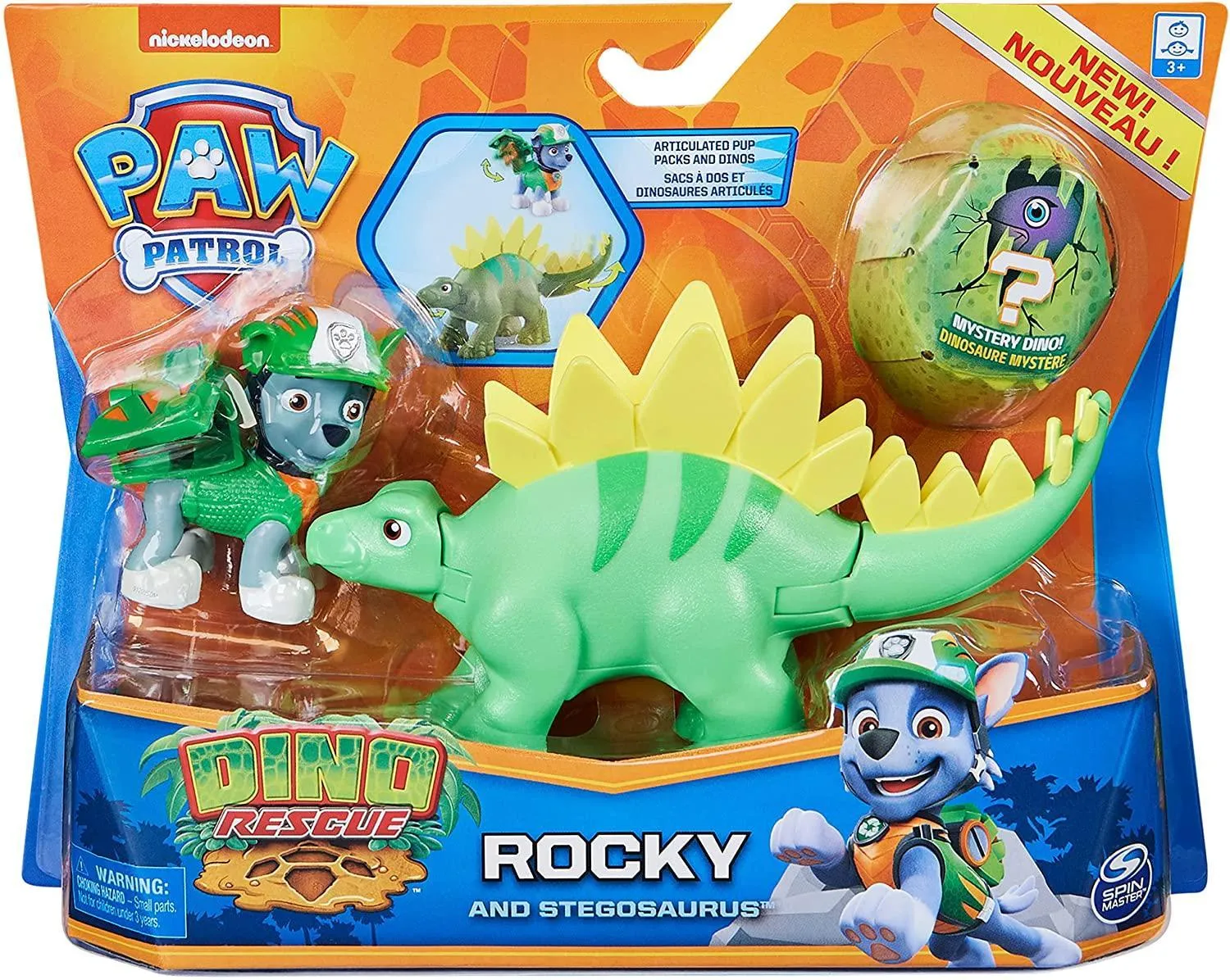 Super Deformed Global Citizen PAW Patrol Dino Rescue Figures and Mystery Dinosaur - Rocky and Stegosaurus