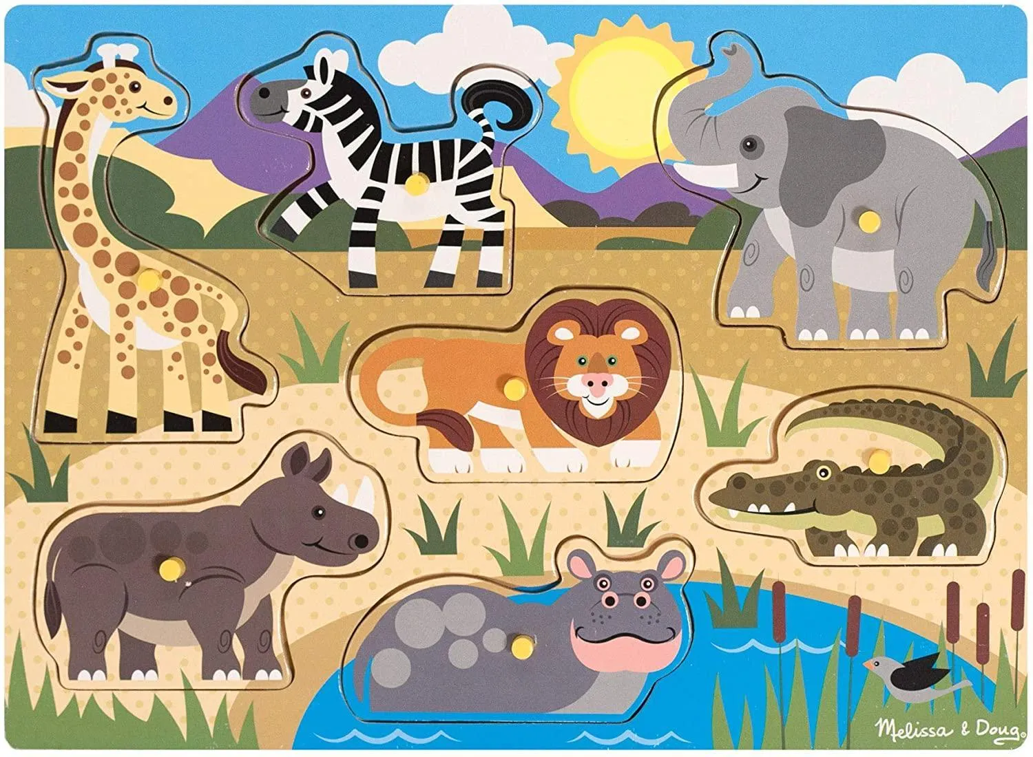 Detailed Replica Melissa & Doug 19054 Safari Peg Puzzle - 7 Pieces