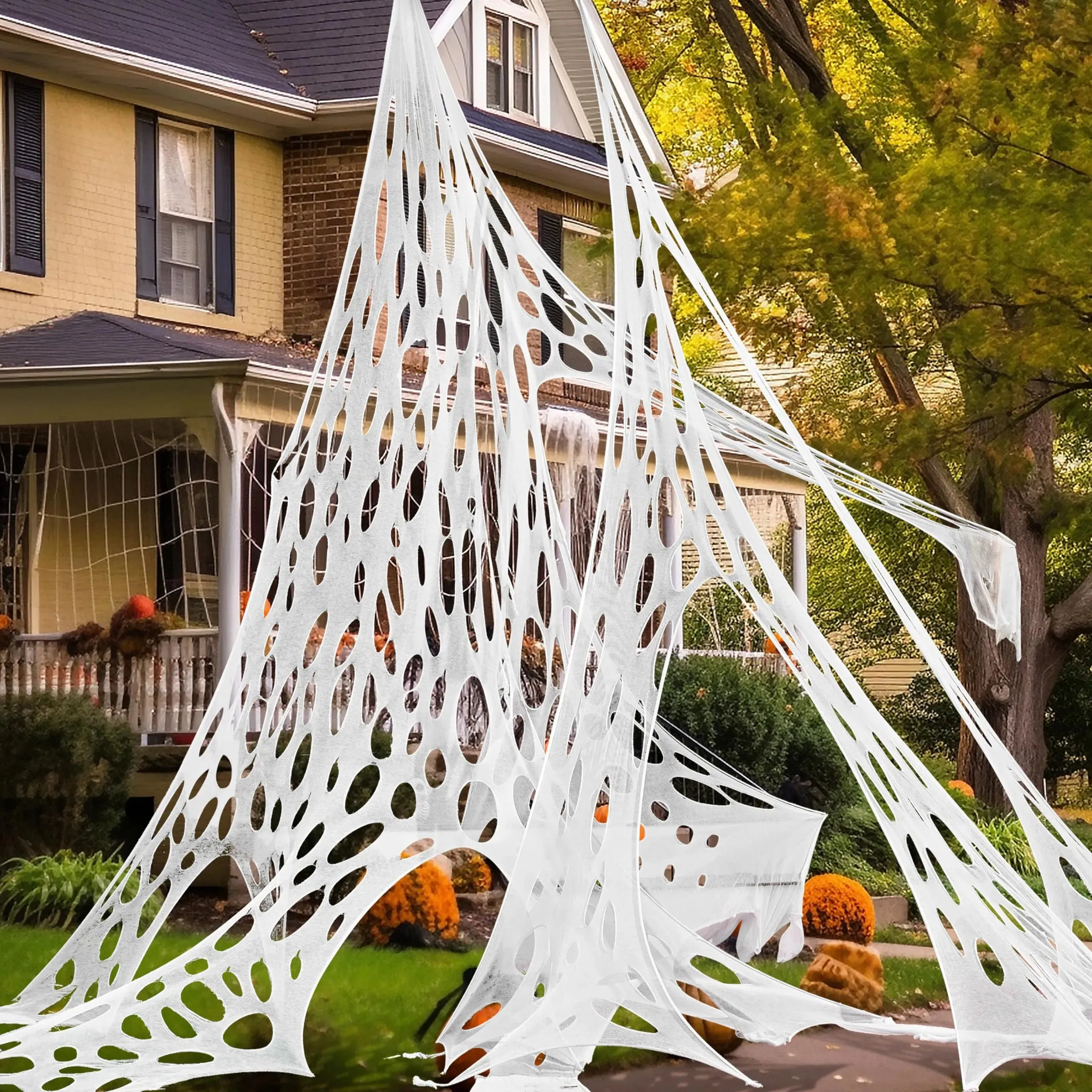 Fantastic Accessories Ghoulish Supplies 1000ft Halloween Giant Spider Web Decoration,Cut Your Own Stretchy Spider Netting