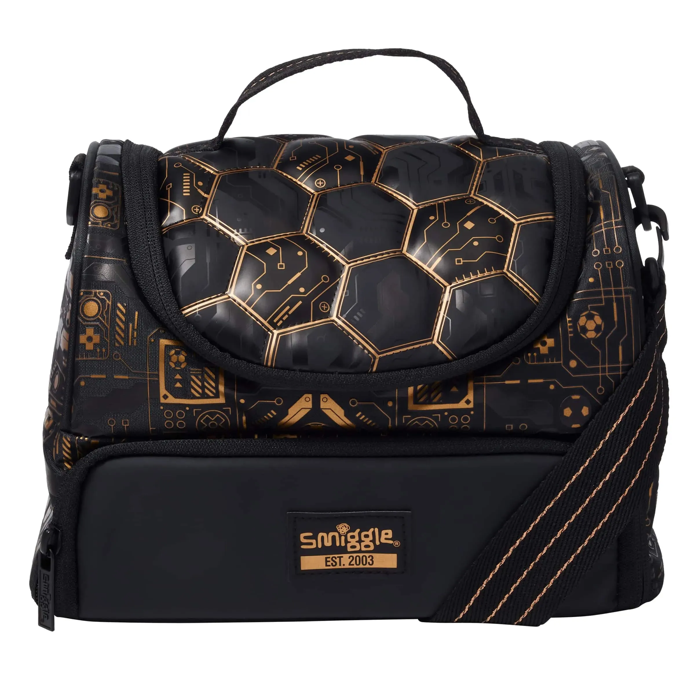 Safe For Children Smiggle Livewire Large Double Lunchbox With Strap - Black