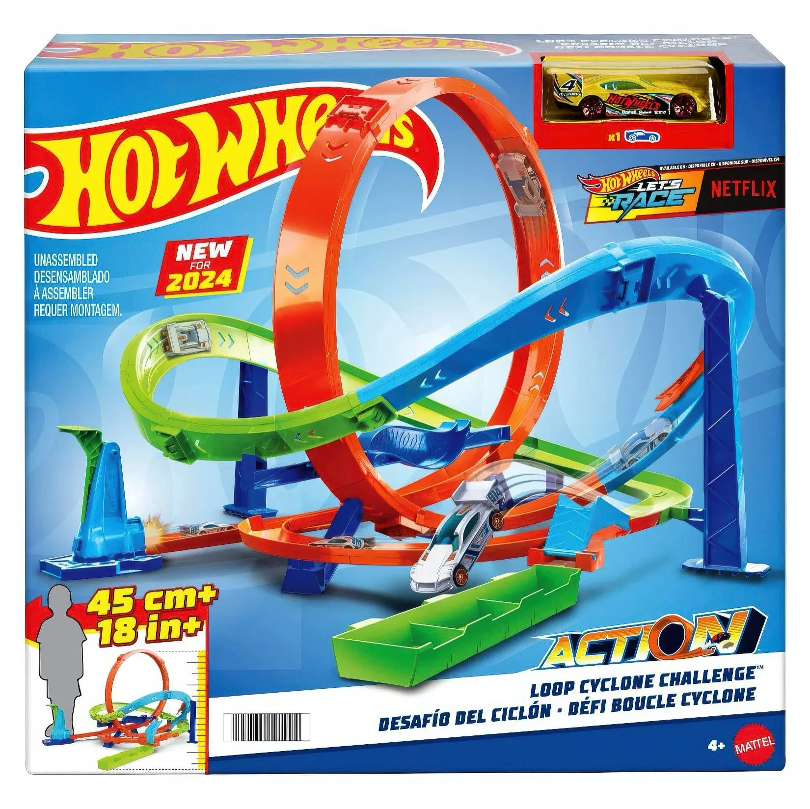 Character Model Hot Wheels Loop Cyclone Challenge Car Track Set