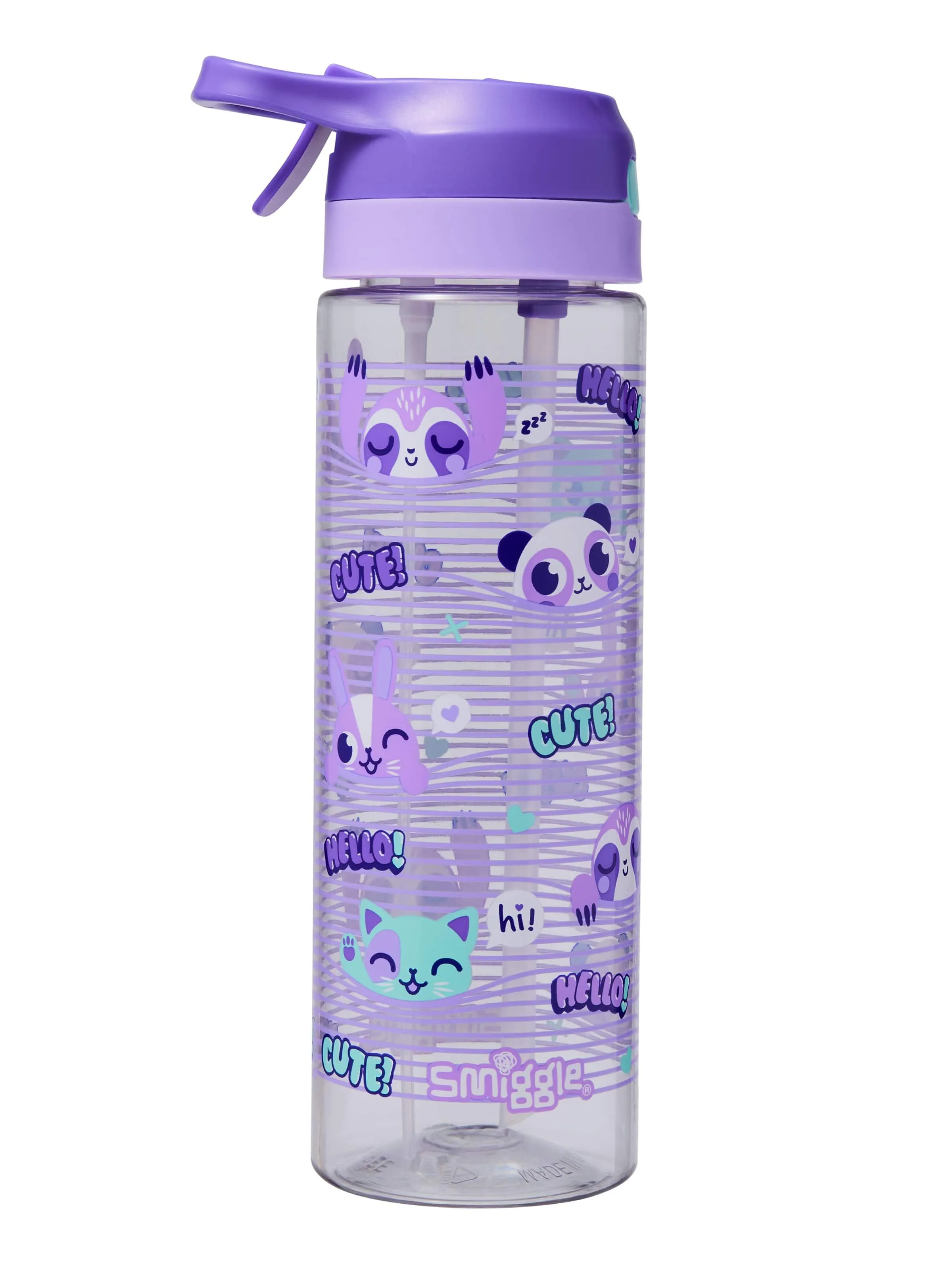 Pokemon Creature SMIGGLE Gush Flip Top Spritz Plastic Drink Bottle 700Ml - Purple