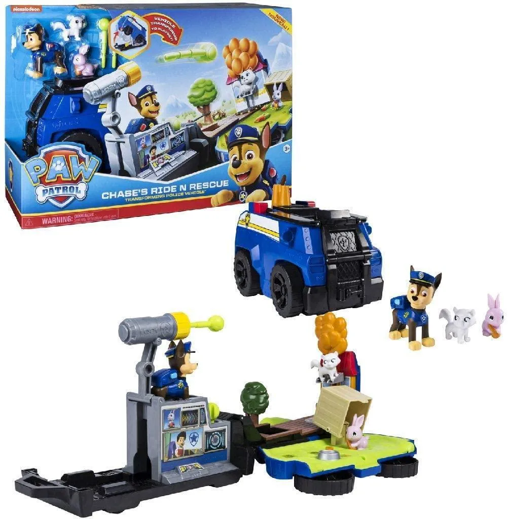 PAW Patrol 6053389 Chase??s Ride ??n?? Rescue, Transforming 2-in-1 Playset and Police Cruiser Exhibition Ready