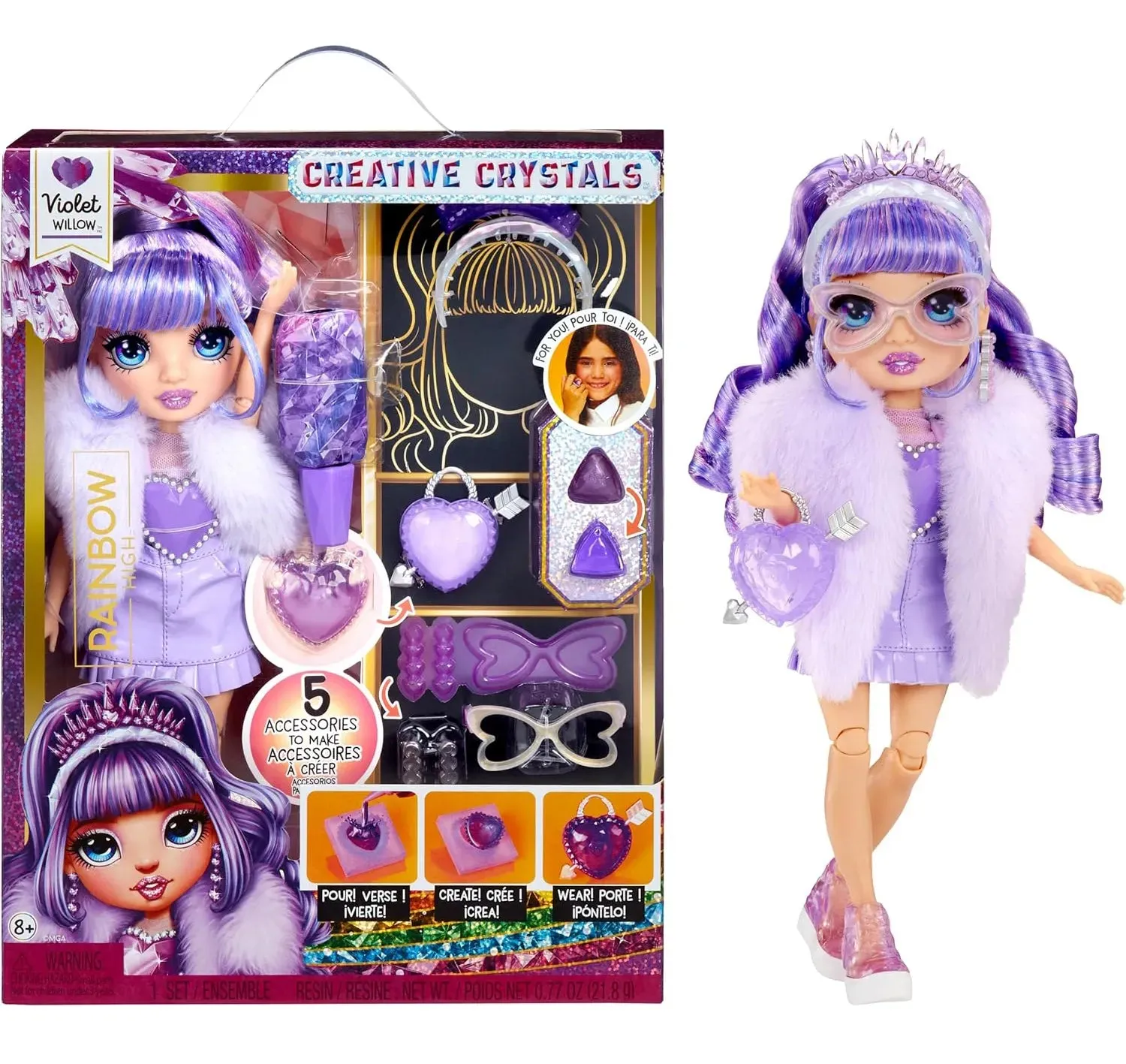 Secondary Market Character Model Rainbow High Creative Crystals Fashion Doll- Violet