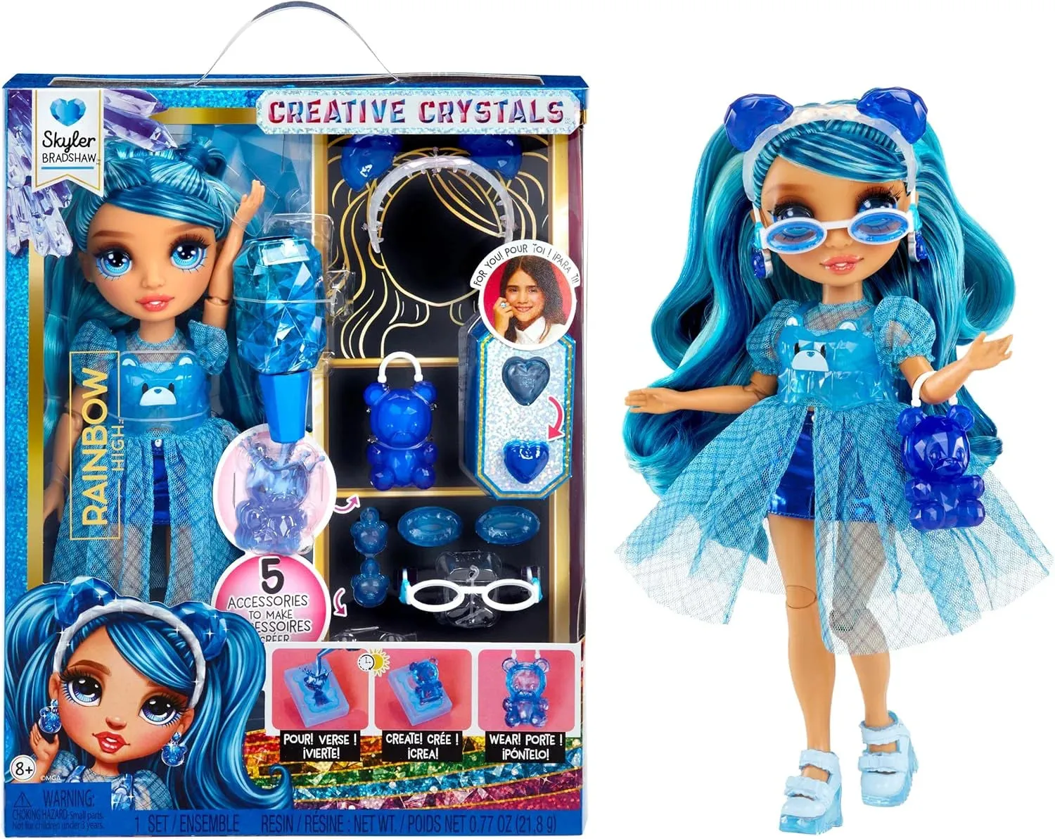 Magazine Cover Rainbow High Crystal Fashion Doll - Skyler