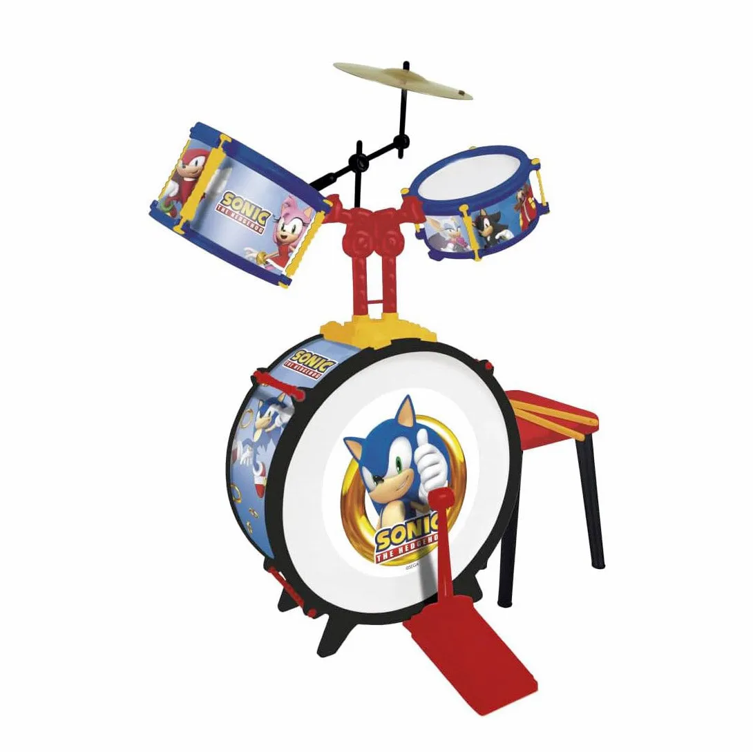 REIG Musical Sonic 3 Piece Drums Set Themed Decor