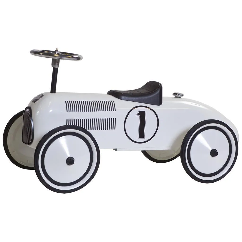 Retro Roller Lewis Push Car - White Metal Craft Greek Statue