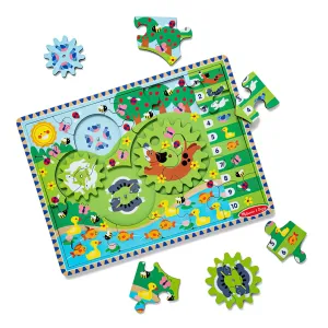 Melissa & Doug Animal Chase I-Spy Wooden Gear Puzzle Series Set Staff Pick