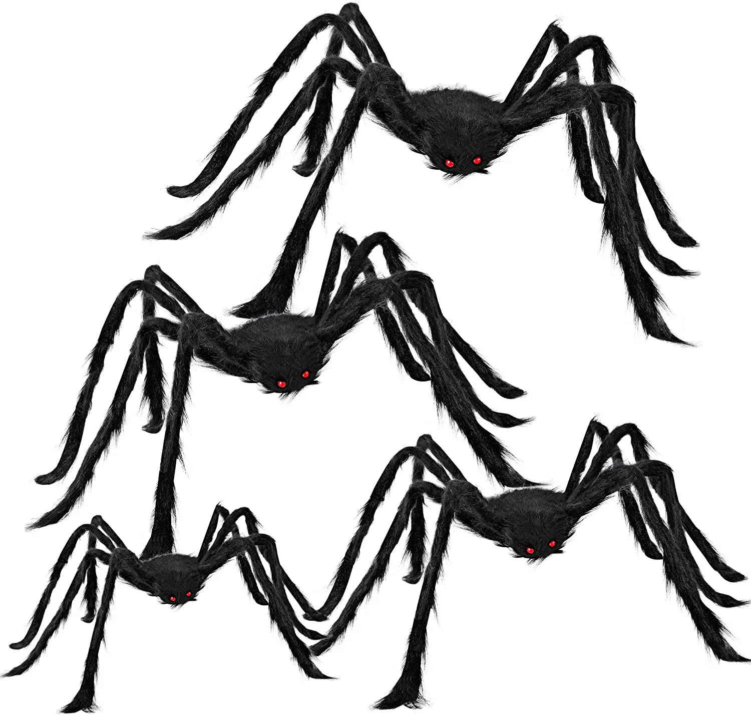 Black Hairy Spiders, 4 Pack Fantastic Displays