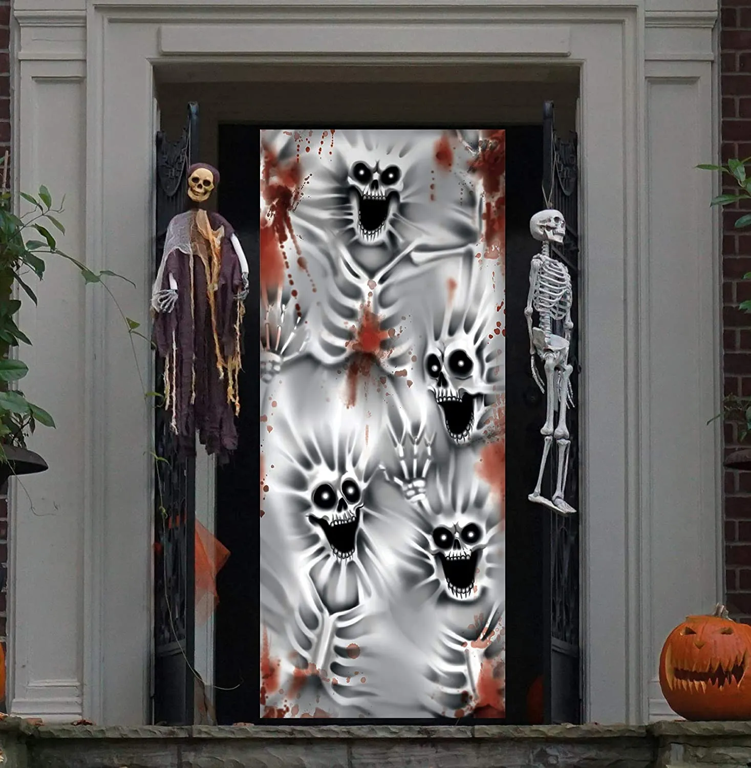 Frightening Displays Charming Accents Scary Skeleton Door Cover