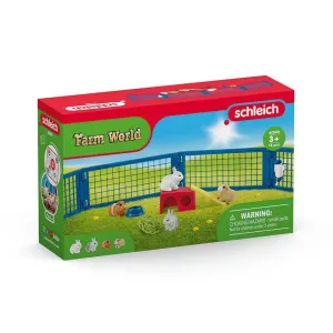 SCHLEICH FARM WORLD 42500 Rabbit and Guinea Pig Hutch Battle Figure Collectors Piece