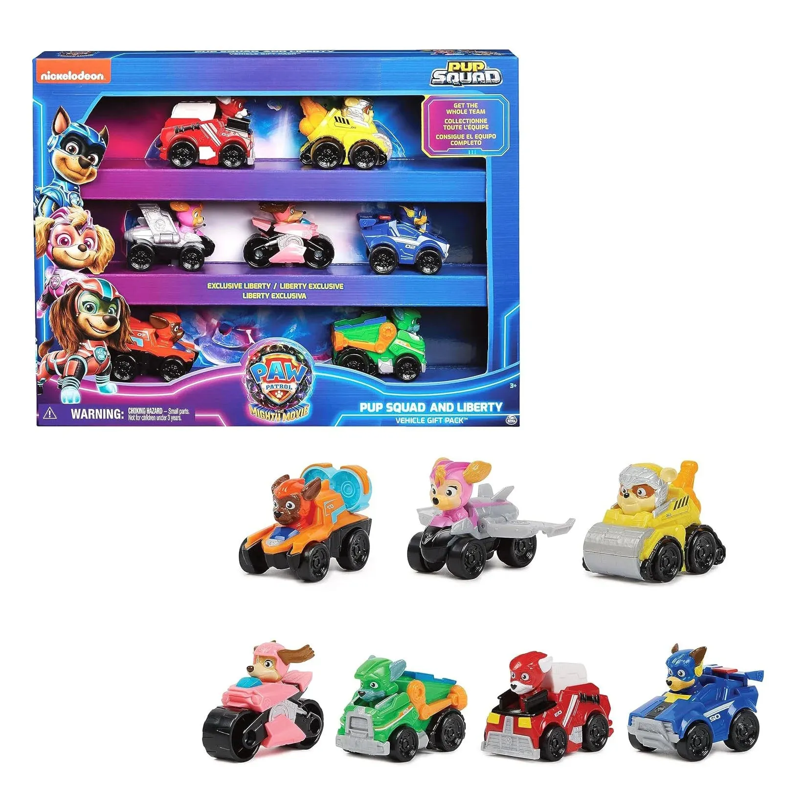 Fabric Figure PAW PATROL The Mighty Movie 7 Piece Pup Squad Racers Gift Set
