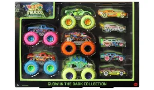 Hot Wheels Glow in the Dark Monster Trucks 10 Pack Action Model Desktop Model