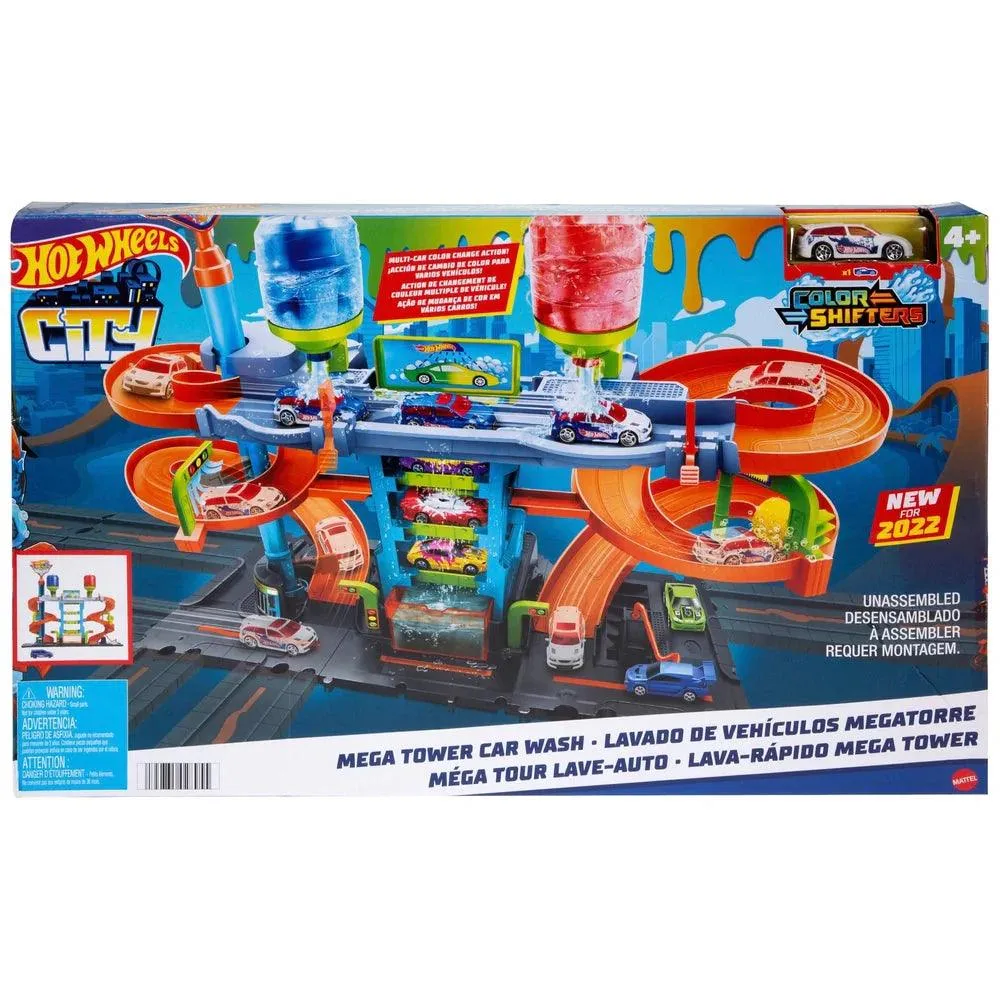 Contemporary Home Desktop Statue Hot Wheels Mega Tower Car Wash Playset